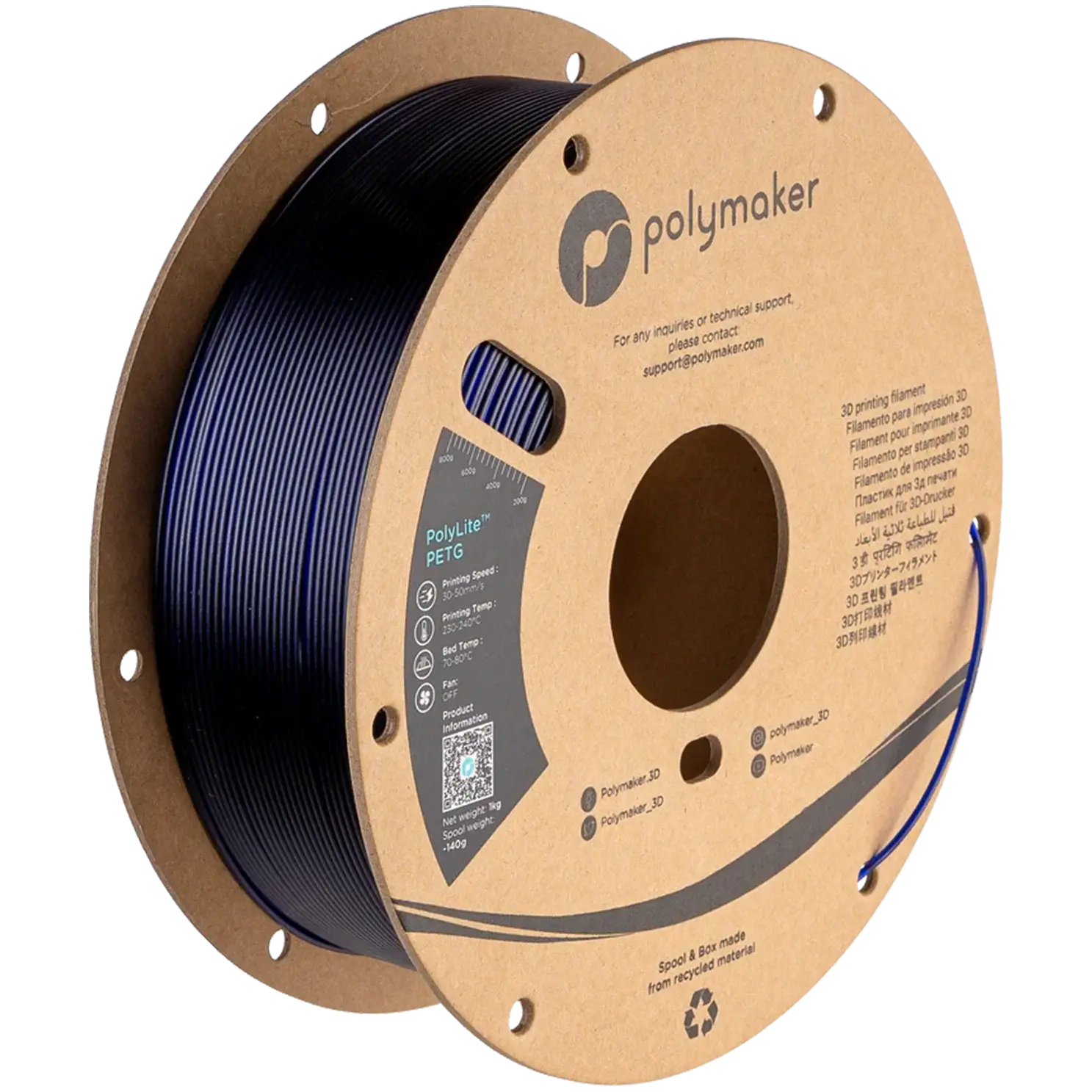 PolyLite PETG Translucent — Translucent Blue