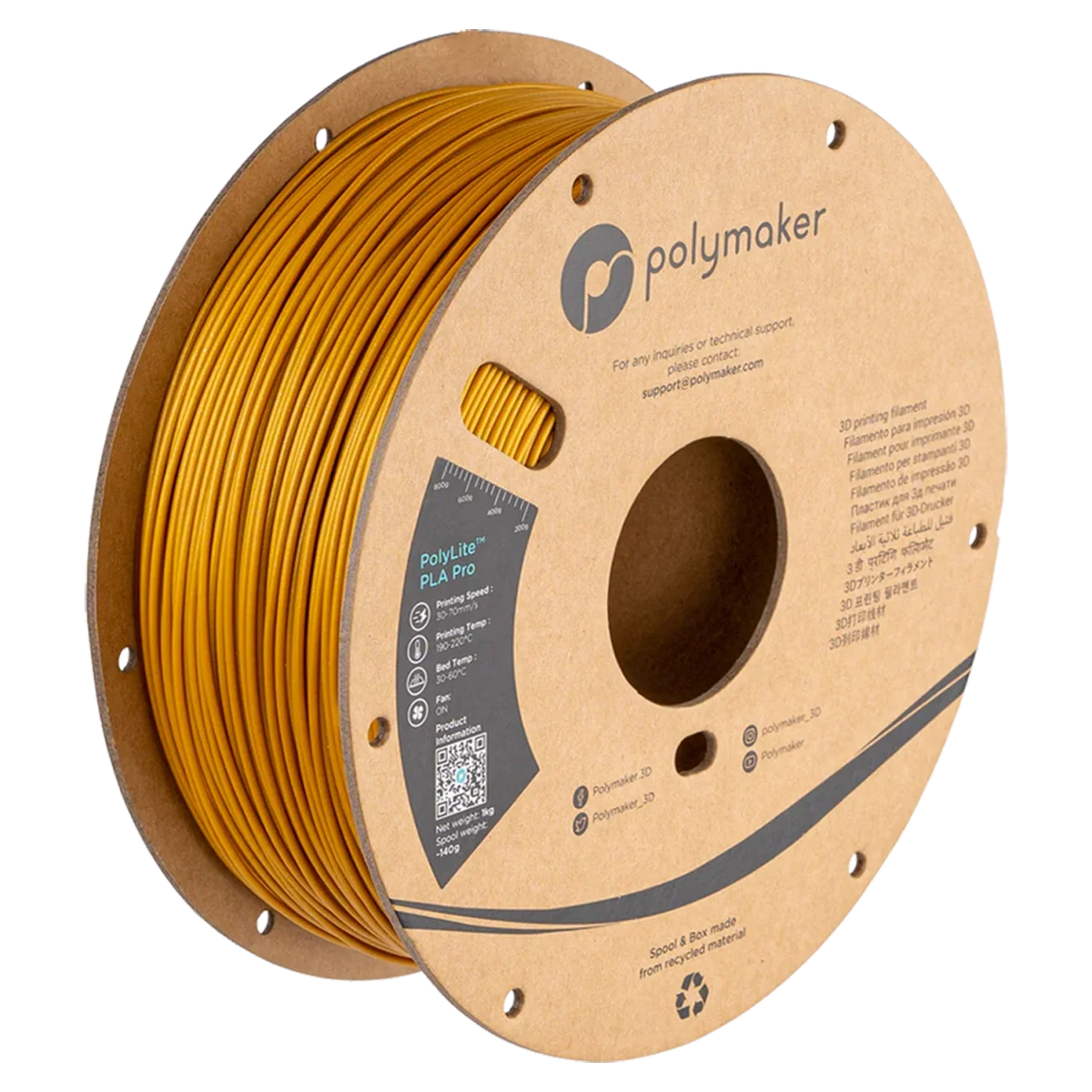 PolyLite PLA Pro Metallic — Gold