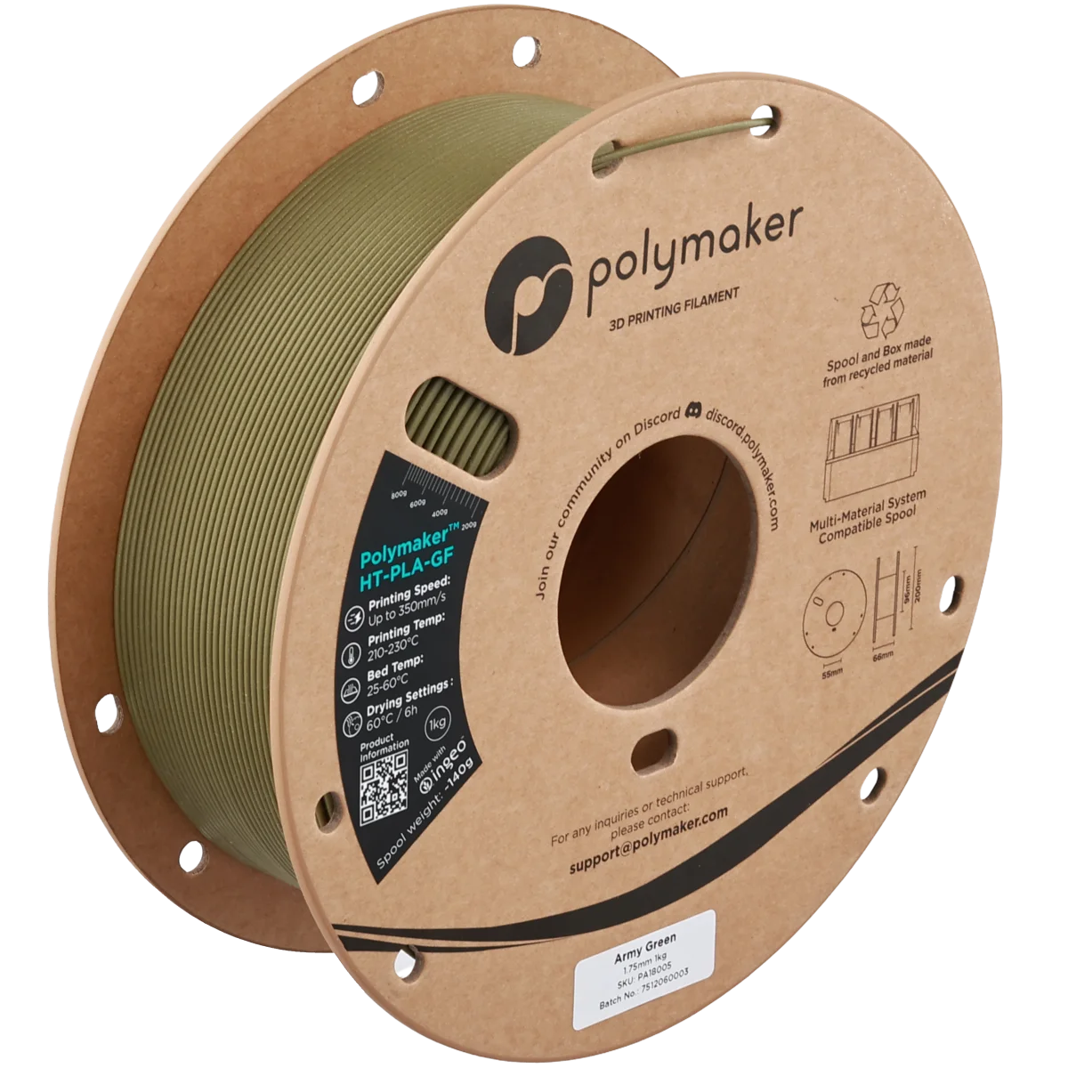 Polymaker HT-PLA-GF — Army Green